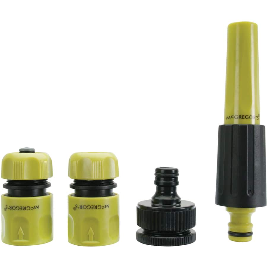 Durable McGregors hose nozzle set with TPR grip, featuring multiple spray patterns for versatile gardening and cleaning tasks.