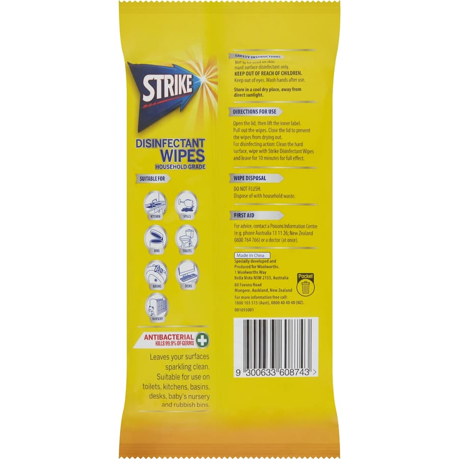 Lemon-scented disinfectant wipes for effective cleaning, eliminating 99.9% of germs with convenience for home and office use.