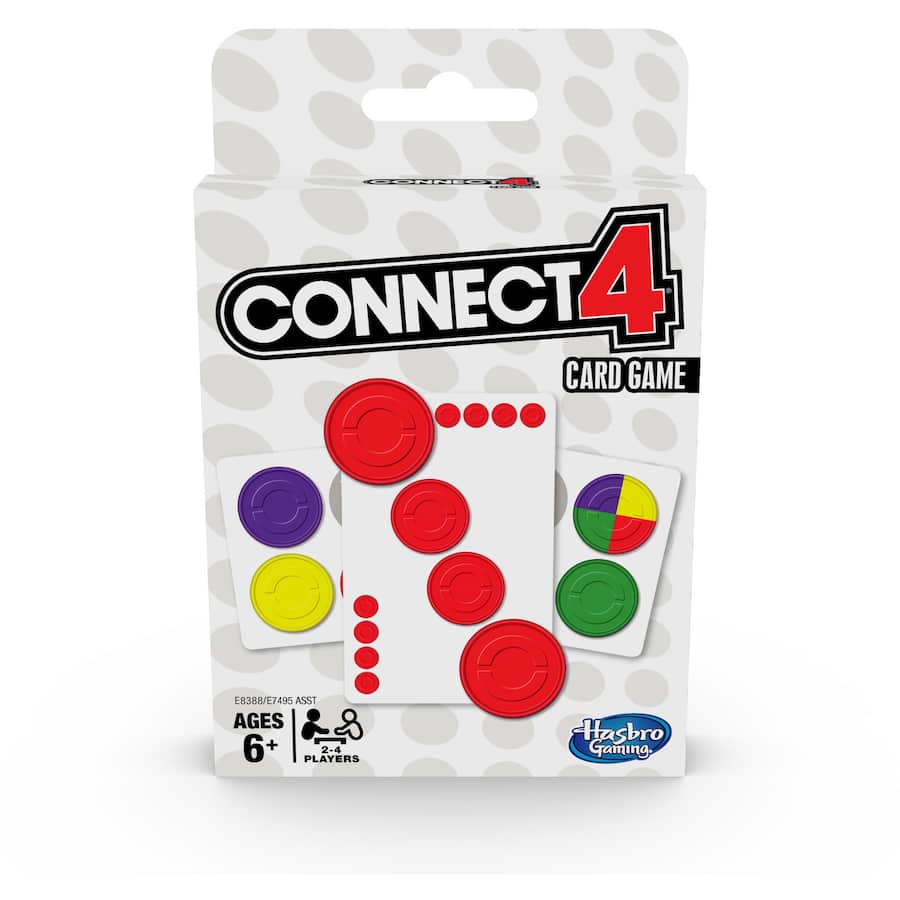 Assortment of fast-paced card games: Clue, Guess Who?, Connect 4, and Battleship reimagined for family fun.