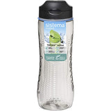 Durable and lightweight Sistema Active Drink Bottle Tritan with flip-top lid and soft finger loop, perfect for active lifestyles.