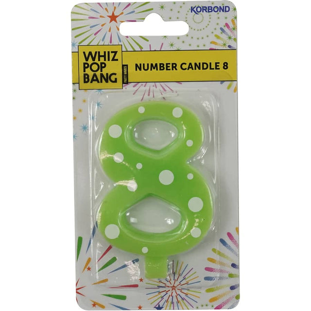 Whiz Pop Bang Candles Number 8: Decorative, eco-friendly candles in various scents that enhance ambiance and mood.