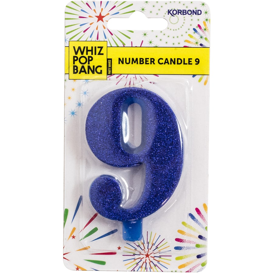 Whiz Pop Bang Candles Number 9, eco-friendly scented candle with vibrant colors and long-lasting aromas for relaxation.
