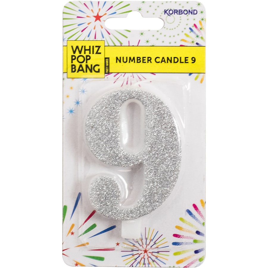 Whiz Pop Bang Candles Number 9: eco-friendly candle with vibrant colors and captivating aromas for relaxation and ambiance.