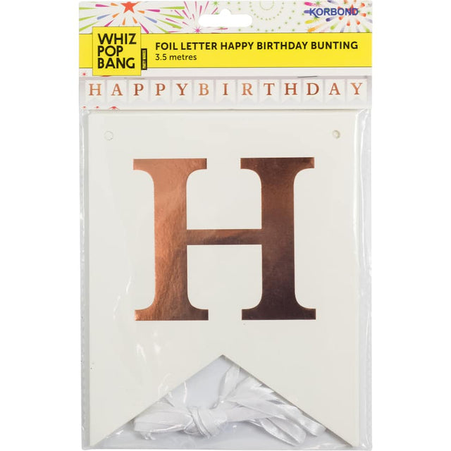 Vibrant foil "Happy Birthday" bunting, perfect for adding festive flair to any birthday celebration.