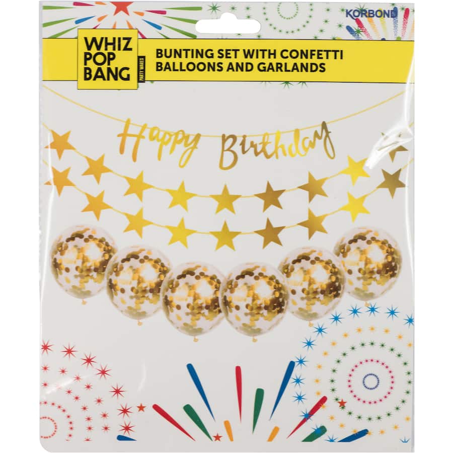 Vibrant Garland Bunting Set featuring colorful patterns, perfect for adding charm to any celebration indoors or outdoors.