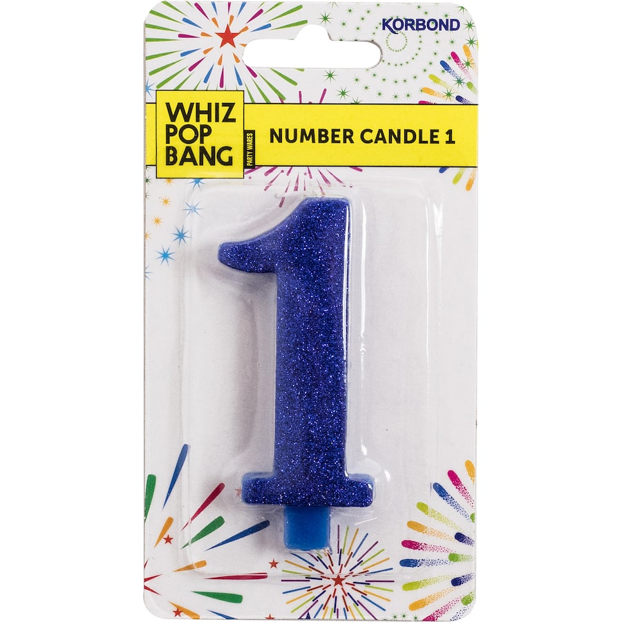 Vibrant Whiz Pop Bang Candles Number 1 with essential oils, offering long-lasting fragrance and a colorful design for any occasion.