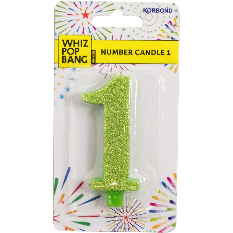 Colorful Whiz Pop Bang Candle Number 1, offering vibrant scents and a clean burn for a warm, inviting atmosphere in any space.