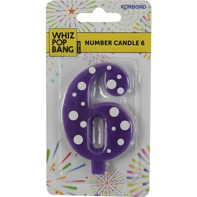 Whiz Pop Bang Candles Number 6: Eco-friendly candle with fresh citrus and calming lavender scents for relaxation and style.