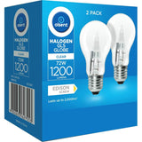 Olsent 72W clear halogen round bulb with standard screw base, ideal for brightening home and office spaces efficiently.