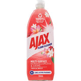 Ajax Floor Cleaner Divine Blends bottle with a refreshing tropical breeze scent, ideal for all floor surfaces and tough on dirt.