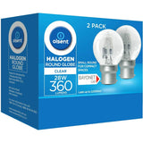 Olsent Halogen Round Bulb with Bayonet fitting, 28w, clear finish for bright, energy-efficient illumination in any space.