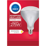 Olsent 275W heat lamp bulb with screw base, ideal for providing warmth in workshops, garages, and for pets.