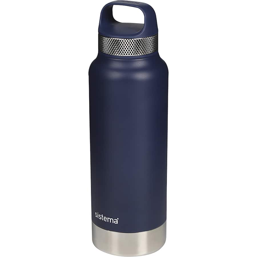 Stylish dual wall stainless steel drink bottle, keeps beverages cold for 24 hours and hot for 12, ideal for hydration on-the-go.