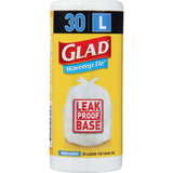 Large scented Glad bin liners with 4-way tie system and wave design for easy closure and carrying, perfect for 35L bins.