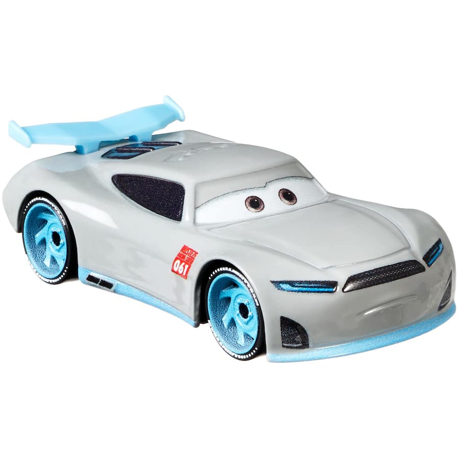 Die-cast Cars 3 toys in assorted characters, featuring detailed designs and rolling wheels for imaginative play and storytelling.