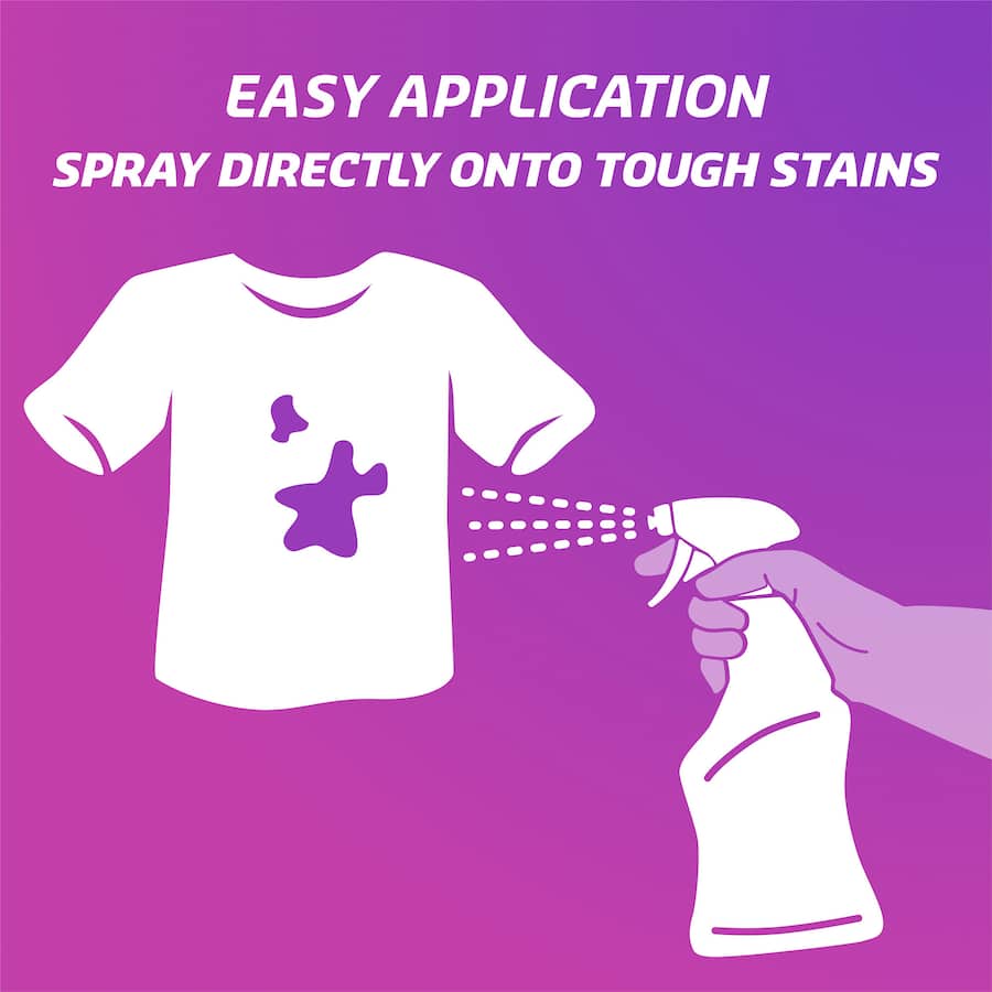 Vanish Preen Gold stain remover spray, effective on tough stains like red wine and grass, safe for colorfast fabrics.