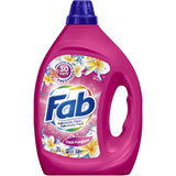 Bottle of Fab Laundry Detergent Liquid Fresh Frangipani, featuring a floral scent and suitable for all washing machines.