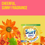 Bright, eco-friendly laundry powder with citrus scents, offering 5-in-1 cleaning for fresh, vibrant clothes in any wash temperature.