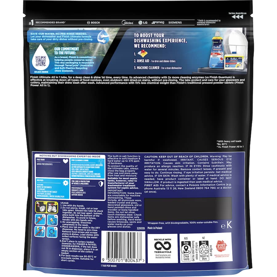 Finish Dishwasher Tablets Ultimate Pro Lemon Sparkle for superior cleaning, tackles tough stains, and leaves dishes fresh and shiny.