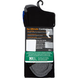 Underworks men's socks with cushion foot, size 11-13, featuring soft support, flat toe seams, and no elastic tops for comfort.