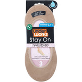 Uw Ladies Invisible Footlets in skin, size 9-11, providing comfort, a no-show fit, and secure heel grip for all-day wear.