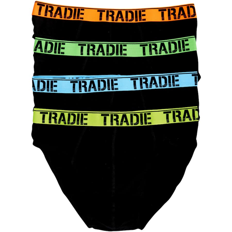 Tradie Men's Medium Briefs in breathable fabric, featuring a flexible waistband and snug design for all-day comfort and support.
