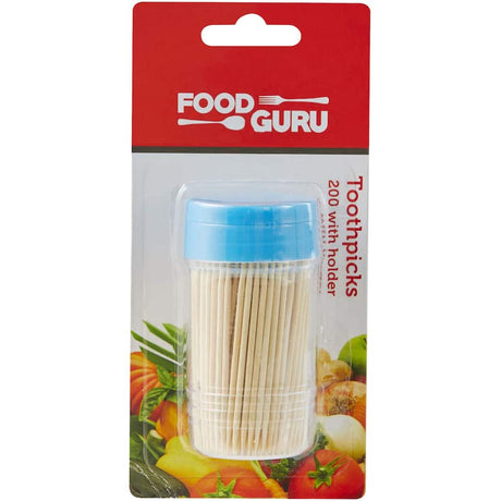 Food Guru Toothpicks Plus Holder: sleek, BPA-free holder for organized, hygienic toothpick storage, perfect for entertaining.