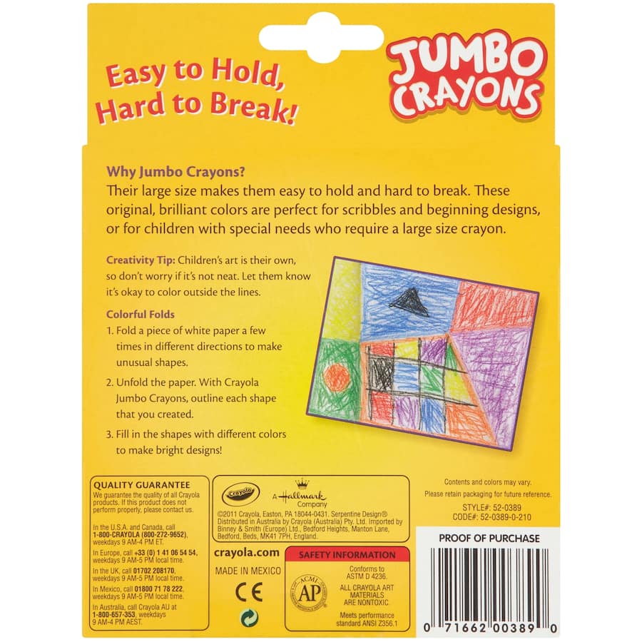 Vibrant oversized Crayola Crayons in 16 colors, perfect for kids' art and easy to grip for little hands.