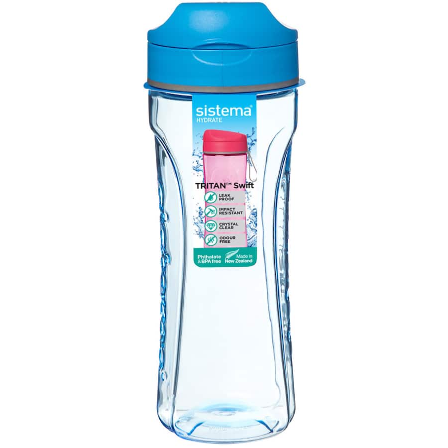 Clear Tritan water bottle with Twist 'N' Sip lid for hygienic drinking, perfect for active lifestyles and easy hydration.