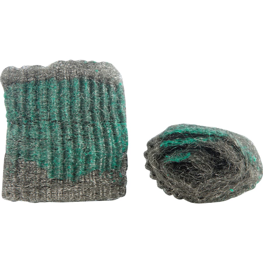 Steelo Stainless Soap Pads, non-rusting stainless steel wool for heavy-duty cleaning of greasy pots, pans, and grills.
