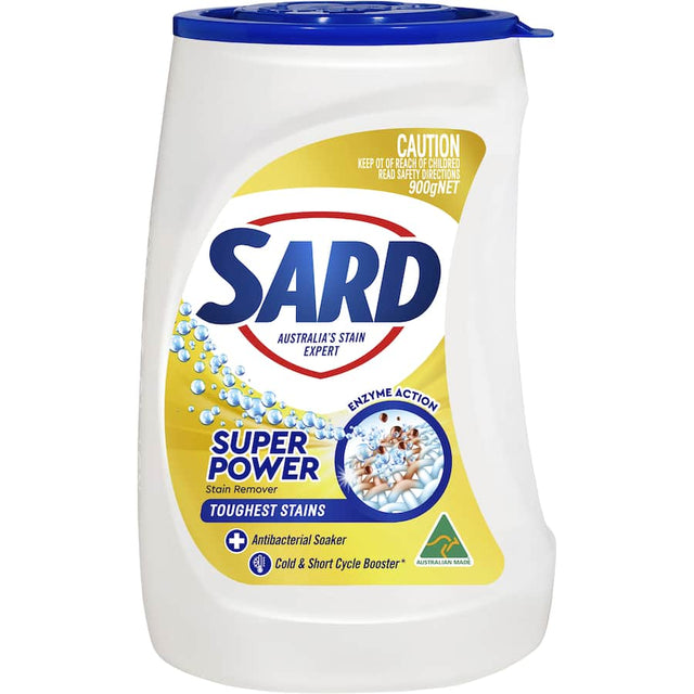 Sard Super Power Stain Remover Powder Soaker for effective stain removal on whites and colors, safe and versatile for all fabrics.