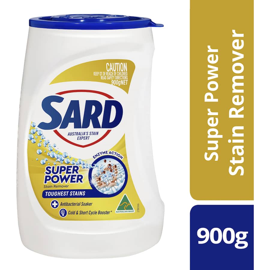Sard Super Power Stain Remover Powder Soaker for powerful stain removal on whites and colors, safe and effective for tough stains.