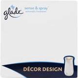 Glade Sense & Spray Vanilla system with motion sensor for automatic air freshening, sleek design, and essential oils infusion.