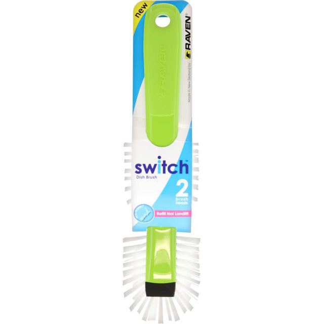 Versatile Switch Dish Brush with 2 interchangeable heads for efficient cleaning of all dish types without scratches.