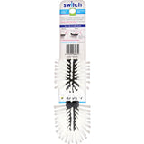 Versatile dish brush with two interchangeable heads for gentle scrubbing and tough cleaning tasks in the kitchen.