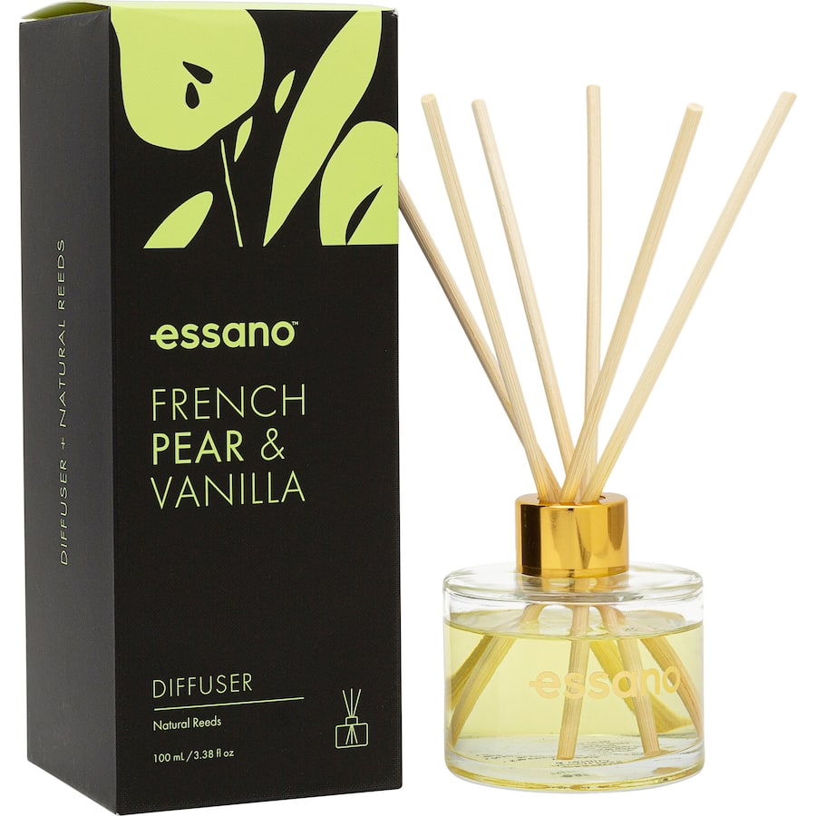 Essano Reed Diffuser featuring French Pear and Vanilla for a luxurious, long-lasting home fragrance experience.