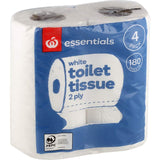 Soft and strong 2-ply Essentials Toilet Paper 4pk, made in New Zealand and PEFC certified for sustainable bathroom comfort.