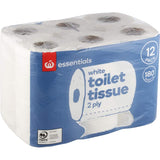 Soft, absorbent Essentials Toilet Paper 12pk, 2-ply, PEFC certified, ideal for hygiene and comfort in Kiwi homes.