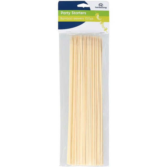 Homeliving Bamboo Skewers pack of 100, perfect for grilling kebabs, versatile for cooking and crafting, eco-friendly and sturdy.