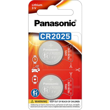 Panasonic Lithium 3V Coin 2025 battery, ideal for watches and small electronics, offers reliable power and long-lasting performance.