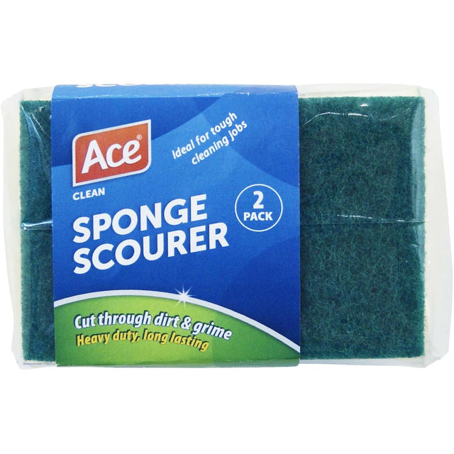 Durable Ace Scourer Sponge for powerful scrubbing, ideal for tough stains and gentle on non-stick cookware.