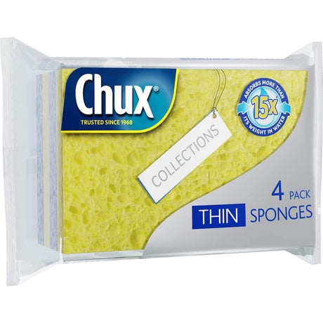 Chux Sponges Thin: versatile, absorbent cleaning sponges for effective scrubbing and wiping in kitchens and bathrooms.