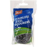 Ace Scourer Stainless Steel designed for effortless cleaning of tough grime on cookware without scratching surfaces.
