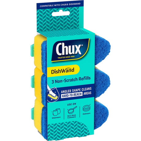 Chux Dish Brush Dish Wand Non Stick with non-scratch refills for effortless, gentle cleaning of dishes and hard-to-reach areas.