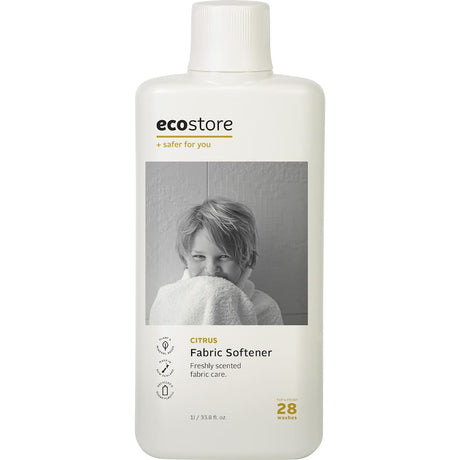 Eco-friendly Ecostore Fabric Softener Citrus with plant-based ingredients, offering soft clothes and a refreshing citrus scent.