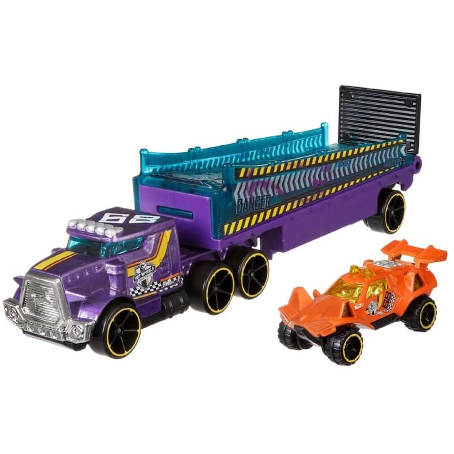 Colorful Hot Wheels Super Rig with one 1:64 scale car, designed for imaginative play and thrilling racing adventures.