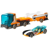 Hot Wheels Super Rig set with a hauler and 1:64 scale car, designed for action-packed play and imaginative adventures.