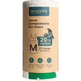 Ecopack Compostable Bin Liners are eco-friendly, 27L, durable, and designed to break down in 90-180 days for sustainable waste disposal.