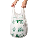 Eco-friendly Ecopack compostable bin liners, 27L, made from corn starch, with handles, breaking down in 90-180 days.