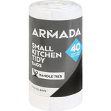 Reusable small kitchen bags with handle ties for easy disposal and leak-resistant cleanup.